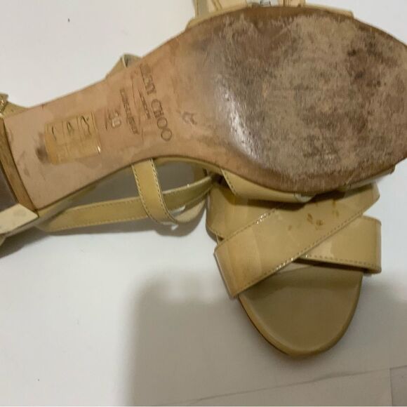 Jimmy Choo Nude Patent Leather "Merit" Sandals Size 39 - Picture 7 of 11